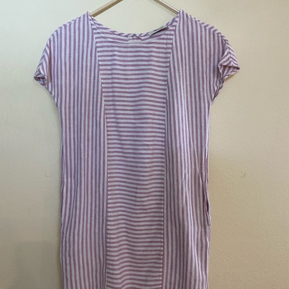 madewell linen dress button back pinkish - Picture 3 of 6
